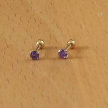 Titanium Gold-color Plated Screw Stud Earrings With Mini 3mm Purple  AAA Zircon 316L Stainless Steel No Fade No Allergy 2024 - buy cheap