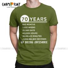 Camiseta de 70 años de ser impresionante para hombres, regalos de cumpleaños, camisetas de algodón 100% de moda, camisetas de talla grande 2024 - compra barato