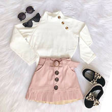 Kids Toddler Baby Girl Clothes Set 1-6 Year Little Girls White Knitted Tops Sweaters+Button Mini Skirt Warm Outfits Sets 2024 - buy cheap