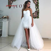 Detachable Lace Wedding Dresses 2 in 1 Tulle Plus Size Beach White Ivory Bride Bridal Dresses Wedding Gowns 2024 - buy cheap
