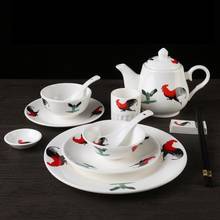 Cuenco de sopa de cerámica blanca, cuencos de arroz de arte clásico chino, cuenco de té, utensilios de cocina de restaurante de Hotel, vajilla de porcelana 2024 - compra barato
