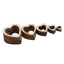 100Pcs 10/15/20/25/30mm Creative Rustic Wooden DIY Laser Cut Embellishment Craft New Hollow Love Heart Decor Ornaments 2024 - buy cheap