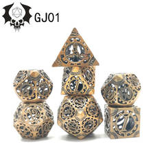 Hot Sale 7pcs/set of 17 Colorful Multi-sided Hollow Dice Metal Zinc Alloy Multi-sided TRPG Game Dice Set Board Game Hollow Dice 2024 - buy cheap