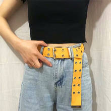 Ремень холщовый в стиле панк для мужчин и женщин, повседневный Универсальный с квадратной пряжкой, однорядный, с двумя рядами отверстий, для джинсов, студентов 2024 - купить недорого