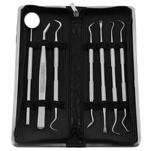 7Pcs/Set Leather Bag Stainless Steel  Tool Set Mouth Mirror  Kit Instrument  Pick Dentist Prepare Tool 2024 - buy cheap