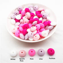Chenkai miçangas de silicone sem bpa 100 peças, 12x7mm, faça você mesmo pingente de ábaco de bebê, chupeta, jóias, peças da série rosa 2024 - compre barato