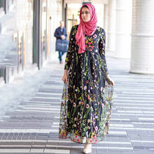 Дубайское модное платье с двойной вышивкой и длинным рукавом, мусульманское платье ОАЭ, турецкое этническое уличное платье для путешествий 2024 - купить недорого