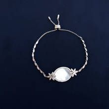 Pulseira natural de pérola s925 prata esterlina, bracelete temperado flor diamante, marca retrátil 1:1, joias 2024 - compre barato