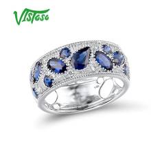 Женское кольцо из белого золота с синим сапфиром VISTOSO, 14 к 2024 - купить недорого