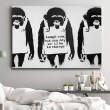 Pintura de tela de grafite de arte de parede, pôsteres preto e branco, impressões, macaco de bebê, imagem de parede para sala de estar, decoração, arte, quadros 2024 - compre barato