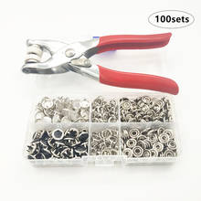 100sets/box White/Black 9.5mm Pearl Prong Snap Buttons Clamps Press Rivets Children's Sliders Buckle+1pc Buttons Plier Tool 2024 - buy cheap