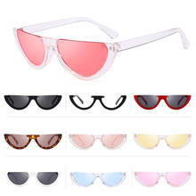 Óculos de sol feminino semi-aro, óculos escuros sem armação lente uv400 design vintage para mulheres 2024 - compre barato