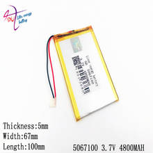 3.7V,4800mAH 5067100 5065100 4865100 (polymer lithium ion battery) Li-ion battery for tablet pc 7  8  9inch 2024 - buy cheap