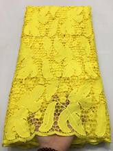 Желтый шнур кружево ткань с камнями 2019 высокого качества в нигерийском стиле водорастворимый кружево гипюр вышитые кружева ткани шнурка 5 ярдов 2024 - купить недорого