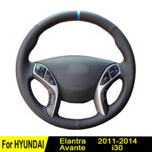 Capa para volante de automóvel, capa de couro genuíno, para hyundai elantra 2014 2013 2012 2011 avte i30, diy 2024 - compre barato