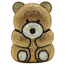 Bolso de mano con forma de oso de peluche 3D para mujer, de cristal dorado o plateado, de noche, bolso para boda, diamante, 2020 2024 - compra barato