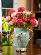 Американская Ретро керамическая ваза для украшения интерьера Европейский стиль гостиная крыльцо ТВ кабинет моделирование сухой цветок 2024 - купить недорого