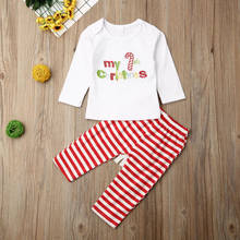 0-18months Newborn Christmas Clothes 2019 Long Sleeve Santa Claus T-Shirt Striped Long Pant Baby Girls Clothes Xmas Baby Boy Set 2024 - buy cheap