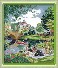 A picnic in the suburbs cross stitch kit 14ct 11ct count printed canvas stitching embroidery DIY handmade needlework 2024 - buy cheap