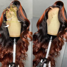 Волнистые волосы Omber Red Beown плотность 180 бразильские волосы Remy Предварительно выщипанные 13x4 кружевные передние человеческие волосы парики цветные 4x4 кружевные парики 2024 - купить недорого