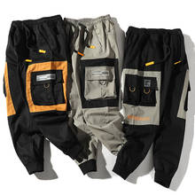 Pantalones cargo con múltiples bolsillos para hombre, diseño de cintura elástica, Harem, estilo urbano Punk, Hip Hop, informales, para correr 2024 - compra barato