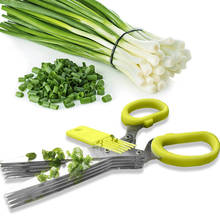Canivete multifuncional para cozinha, 5 camadas, tesoura, cortador, erva, lavar e cortar vegetais, acessórios de cozinha 2024 - compre barato