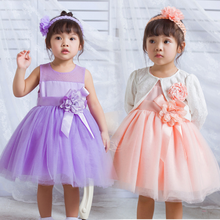 Newborn baby girl clothes Princess Christening Dress tulle Flower Dresses for Birthday Baptism Party + Headband Purple White 2024 - buy cheap