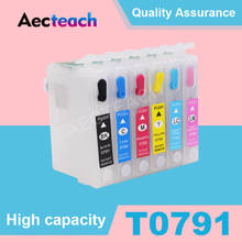 Aecteach-cartucho de tinta recargable T0791 para impresora Epson Stylus Photo 1400, 1500W, P50, Artisan 1430 2024 - compra barato