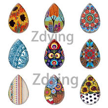 Zdying 13x1 8mm/18x25mm água lágrima forma gota de vidro cabochão bohemia folk flor arte padrões contas de flores diy jóias descobertas 2024 - compre barato