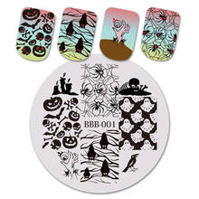 DIY Halloween Pumpkin Spider Theme Image Nail Art Round Stainless Stamping Plate Template Manicure Nail Art Accessories Tools 2024 - buy cheap