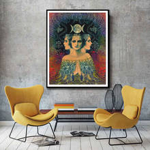 Pintura em tela de tarô, deusa da lua do misterioso psicodélico, posteres impressos, quadros, arte de parede, imagem para decoração de sala de estar 2024 - compre barato