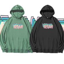 Vegan hoodies feminino kpop hoody oversize próprio carta moletom com capuz pulôver algodão fino all-match lazer simples moletom streetwear 2024 - compre barato