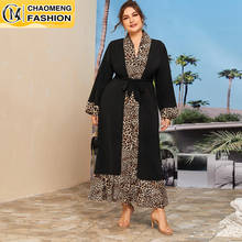 Ramadan Arab Kaftan Muslim For Woman Robe Front Open Kimono Plus Size Cardigan Leopard Print Dubai Abaya Turkey Islamic Clothing 2024 - buy cheap