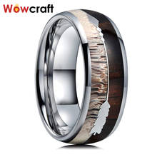 8mm Tungsten Carbide Rings for Men Women Wedding Bands Koa Wood Arrow Deer Antler Inlay Domed Polished Shiny Comfort Fit 2024 - buy cheap