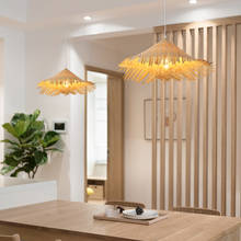 Lâmpada pingente quarto chinês criativo mão-tecido bambu pingente de luz loja de roupas balcão de bar restaurante decoração iluminação 2024 - compre barato