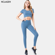 NCLAGEN-Conjunto de dos piezas para hacer deporte, ropa deportiva Sexy de cintura alta para Yoga, gimnasio, entrenamiento, correr, mallas Push-up, Top corto, ropa activa 2024 - compra barato