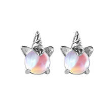 925 Sterling Silver Crystal Unicorn Stud Earring for Women Girl Wedding Gifts Jewelry pendientes plata de ley 925 mujer eh473 2024 - buy cheap