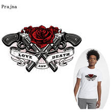 Prajna Heat Thermal Transfer Stickers Punk Life Rose Gun Love Death Patches Iron On Transfers DIY Applique On Clothes Accessory 2024 - buy cheap
