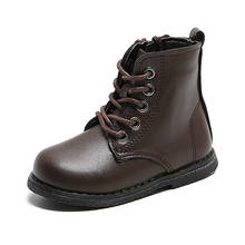 COZULLAA-botas con cordones para niño y niña, botines de piel antideslizantes con cremallera lateral, para primavera y otoño, talla 21-30 2024 - compra barato