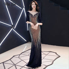 AE0161 wei yin Evening Dress Long Sparkle 2022 New O-Neck Women Elegant  Sequin Mermaid Maxi Evening Party Gown Dress 2024 - buy cheap
