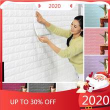 Pegatina de pared de ladrillo 3D para habitación de niños, papel tapiz autoadhesivo impermeable con patrón de piedra DIY, con impresiones florales 2024 - compra barato