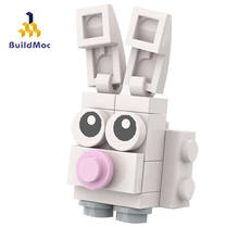Buildmoc Friend For Girls Animal Figure Small Easter Bunny Cute Rabbit Figures Model Building Blocks Bricks Education Toys Kids 2024 - buy cheap