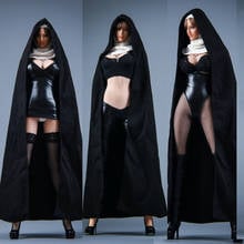 Ropa femenina a escala 19XG60 1/6, traje de piel y medias negras para cuerpo de figura femenina de 12 pulgadas, capa de piel de monja de Iglesia 2024 - compra barato