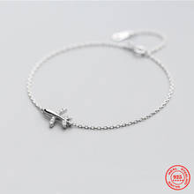 YIZIZAI-pulsera de avión de cristal para mujer, de plata de ley 100% 925 auténtica, temperamento, mano, avión, regalo de joyería de paz 2024 - compra barato