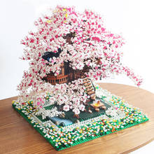 Romântico sakura casa de árvore tijolos modulares as maiores idéias modelo tijolos 9000pcs moc criativo especialista bloco de construção tijolos brinquedo 2024 - compre barato