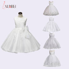 Knee Length White Flower Girl Dresses 2020 Applique Lace Ball Gown Girls Pageant Dresses First Communion Dresses For Wedding 2024 - buy cheap