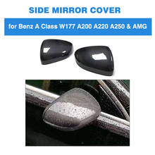 Capa de espelho retrovisor para mercedes-benz a class w177, tampa de espelho lateral apenas lhd, em fibra de carbono/abs, look de carbono 2024 - compre barato