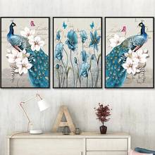 Pavão imagem da lona na parede moderna casa decoração animais lona poster pássaros pinturas para o interior sem moldura 2024 - compre barato