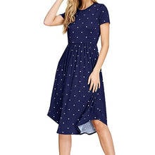 Vestido Midi Vintage de lunares para mujer, Túnica informal holgada con bolsillos, estilo Retro, plisado, GV515 2024 - compra barato