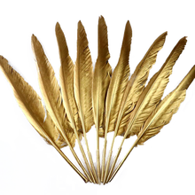 10-100-500pcs/lot Gold Color Goose/Duck/Turkey Feathers 10-30cm DIY Wedding Decoration Accessories Plumes for crafts 2024 - buy cheap